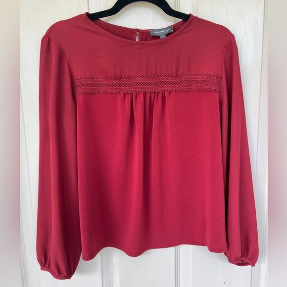 The Limited Red Embellished Long Sleeve Blouse Buttoned Cuffs | Size Small - Picture 1 of 7